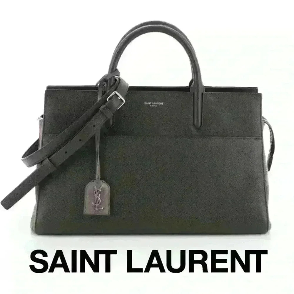 SAINT LAURENT Calfskin Cabas Rive Gauche Satchel Bag
